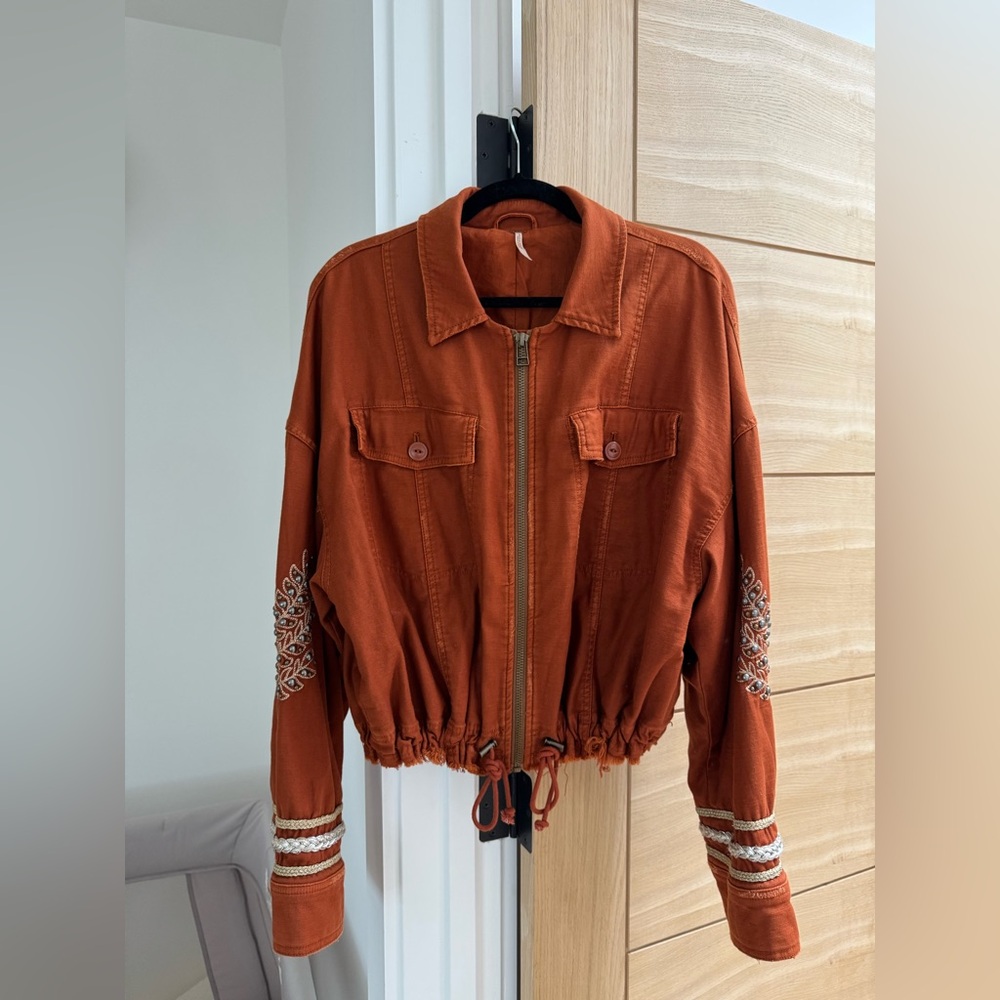 Embroidered Rust Double Lined Jacket - Free People